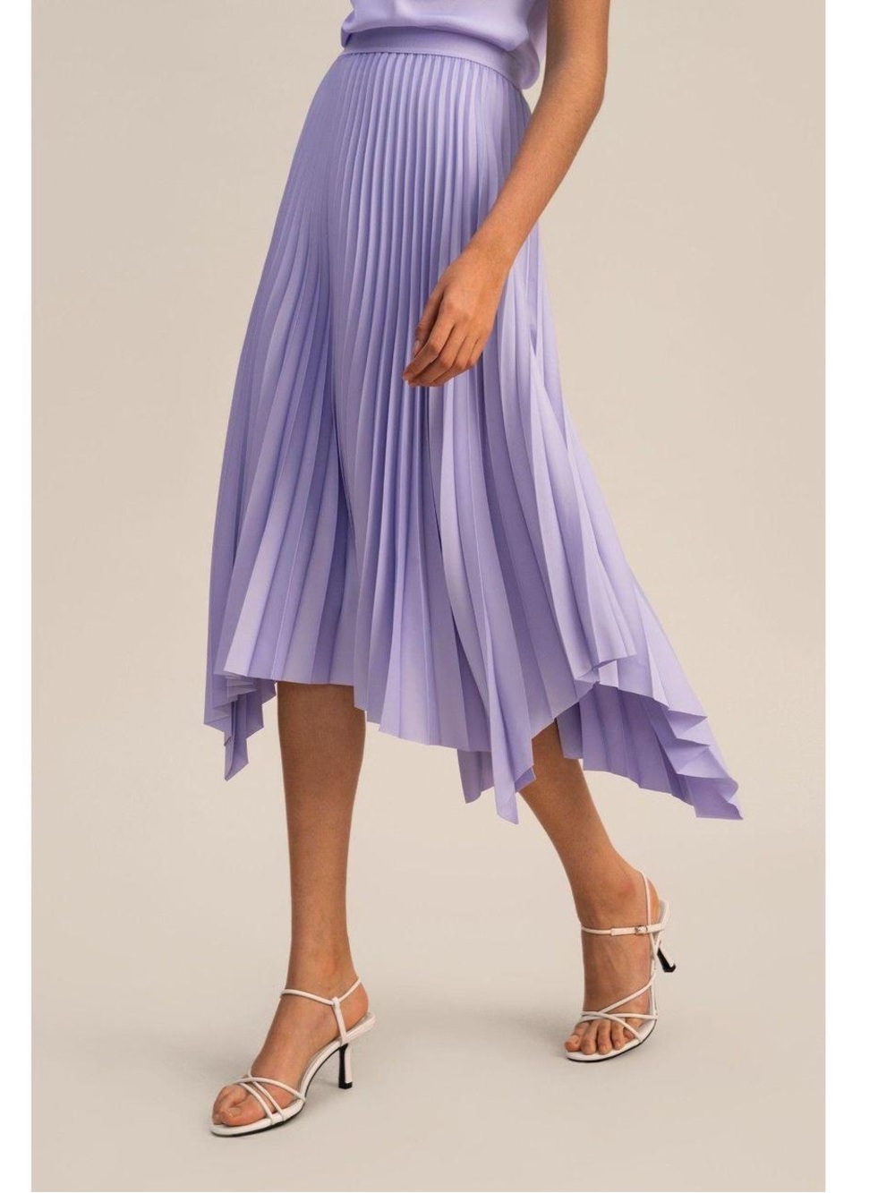 Eloquii Lavender Pleated Asymmetrical Midi Skirt